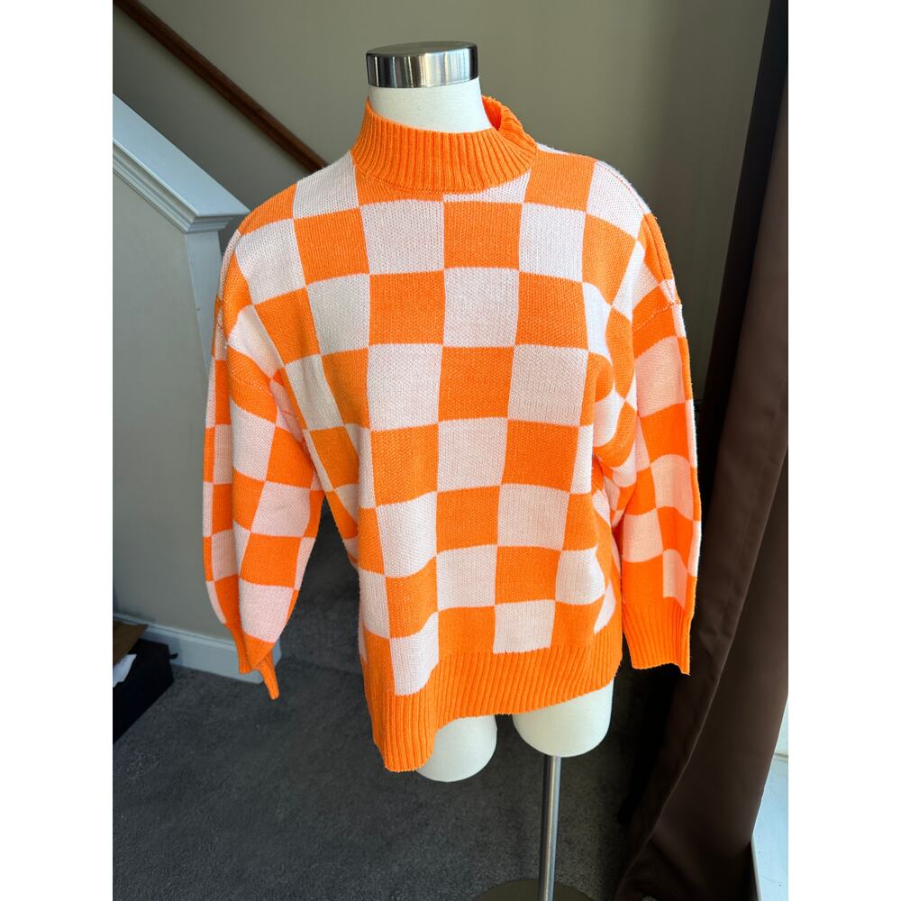 H&M Divided orange jacquard sweater, oversized, size XS
